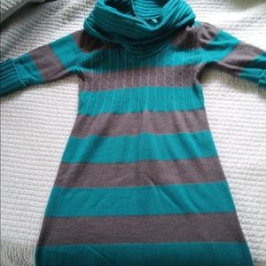 Cowl neck sweater dress